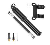 HNW - Portable Bike Pump for All Bikes - Mini Bicycle Pump - Balloon & Football Pump with Cones & Needle - Super Fast Inflation with Max 100 PSI, Lightweight Air Pump for Inflatables, With Frame Mount
