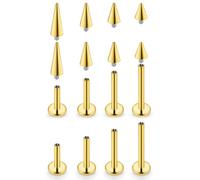 Hnxnskt 16G Internally Threaded Spike Snake Bite Jewelry Stainless Steel Vertical Helix Jewelry Labret Studs Long Short Cone Flat Back Lip Rings for Medusa Monroe Ashley Piercing Jewelry, 16G US
