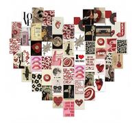 Hnycsir 50 Pcs Aesthetic Vinyl Stickers Pack, Waterproof Vintage Retro Decals for Water Bottles, Laptops, Scrapbooking, Trendy DIY Personalisation Gifts for Teens & Girls (Red & Black Aesthetics)