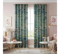 HNYDM Abstract Green Blue Dot Curtain Panel, Geometric Modern Window Drapes, Artistic Polka Dot Eyelet Curtains, Living Room Decor(WxH/2x140x300cm)