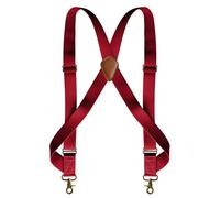 HNYIODA Men's Suspender Heavy Duty 2 Hooks Suspenders for Men 1.4 Inch Side Hook Adjustable Belt Loops for Big and Tall Men, Red, One Size