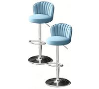HNYJVZEVG Set of 2 Bar Stools,Adjustable Height Swivel Counter Stools with Back,Modern Bar Chairs for Kitchen Island PU Leather High stools(Blu)