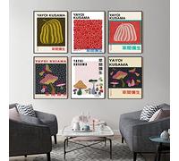 Hnyjyfa Yayoi Kusama Poster Animal Flower Mushrooms Pumpkin Poster Polka Dot Queen Art Prints Japan Obsessive Artist Painting Abstract Wall Art Wireless Point Poster Room Decor 0307129
