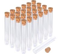 HNYYZL 30Pcs Clear Plastic Test Tubes with Cork Stoppers, 15x100mm 10ml, Good Seal for Jewelry Seed Beads Powder Spice Liquid Storage, Lab Use or Decoration