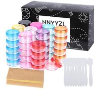 HNYYZL Empty Plastic Cosmetic Jars, 50Pcs Sample Containers Bottles, 5ml Travel Pots with Lids, Small Pots for Toiletries (10pcs Spatulas and 50pcs Labels)