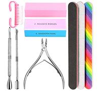 HNYYZL Nail File, 3PCS Double Sided Emery Boards for Nails,Buffer Block Sponge Polished,Nail Brush,Cuticle Nipper and Pusher