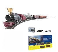 HO 1:87 0-4-0 Old Time Steam Locomotive Model Set, Metal Railway with Passenger Cars and Adjustable Speed Control, Complete Ready-to-Run Gift, for Train Enthusiasts