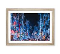Ho Chi Minh City In Vietnam In Abstract Modern Art Framed Print | A2 Oak Framed Wall Art | Ready to Hang | Abstract Cityscape Picture | Living Room Bedroom Lounge Office