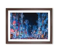 Ho Chi Minh City In Vietnam In Abstract Modern Art Framed Print | A3 Walnut Framed Wall Art | Ready to Hang | Abstract Cityscape Picture | Living Room Bedroom Lounge Office