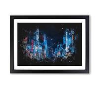 Ho Chi Minh City in Vietnam Paint Splash Framed Print | A2 Black Framed Wall Art | Ready to Hang | Modern Cityscape Picture | Living Room Bedroom Lounge Office