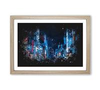Ho Chi Minh City in Vietnam Paint Splash Framed Print | A2 Oak Framed Wall Art | Ready to Hang | Modern Cityscape Picture | Living Room Bedroom Lounge Office