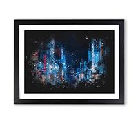 Ho Chi Minh City In Vietnam Paint Splash Modern Art Framed Print | A2 Black Framed Wall Art | Ready to Hang | Modern Cityscape Picture | Living Room Bedroom Lounge Office