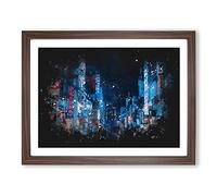 Ho Chi Minh City In Vietnam Paint Splash Modern Art Framed Print | A2 Walnut Framed Wall Art | Ready to Hang | Modern Cityscape Picture | Living Room Bedroom Lounge Office