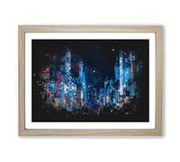 Ho Chi Minh City In Vietnam Paint Splash Modern Art Framed Print | A4 Oak Framed Wall Art | Ready to Hang | Modern Cityscape Picture | Living Room Bedroom Lounge Office