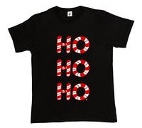 HO Christmas Candy Canes Black Cotton Short Sleeve T-Shirt Size XXXL 3XL