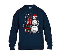 Ho Football Christmas Mens Sweatshirt Xmas Boys Pullover Party Jumper Funny Soccer Santa Novelty Unisex Gift Girls Kids Sweat Top Printed Design Navy Blue - Youth X-Large (Age 12-13)