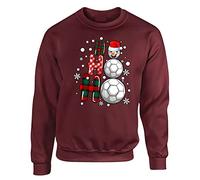 Ho Football Christmas Mens Sweatshirt Xmas Boys Pullover Party Jumper Funny Soccer Santa Novelty Unisex Gift Girls Kids Sweat Top Printed Design Maroon - Small