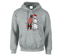Ho Ho Football Christmas Mens Hoody Xmas Boys Pullover Party Jumper Funny Santa Soccer Novelty Unisex Gift Girls Kids Hoodie Top Printed Design Sport Grey - X-Large