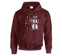 Ho Ho Football Christmas Mens Hoody Xmas Boys Pullover Party Jumper Funny Santa Soccer Novelty Unisex Gift Girls Kids Hoodie Top Printed Design Maroon - XX-Large