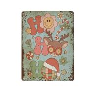 Ho Ho Ho, Blue Retro Christmas, Trendy Christmas Decor, Interesting home wall art decoration, personalization idea, vintage metal tin, bedroom decoration, stylish and simple office, home coffee