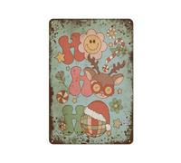 Ho Ho Ho, Blue Retro Christmas, Trendy Christmas Decor, Interesting home wall art decoration, personalization idea, vintage metal tin, bedroom decoration, stylish and simple office, home coffee