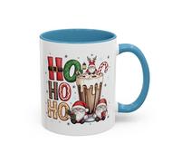 Ho Ho Ho Christmas Coffee Mug - Festive Santa Gnomes Hot Cocoa Accent Mug (11/15oz) 11oz / Light Blue