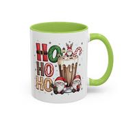 Ho Ho Ho Christmas Coffee Mug - Festive Santa Gnomes Hot Cocoa Accent Mug (11/15oz) 11oz / Light Green