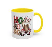 Ho Ho Ho Christmas Coffee Mug - Festive Santa Gnomes Hot Cocoa Accent Mug (11/15oz) 11oz / Yellow