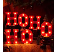 Ho Ho Ho Christmas Decorations Indoor, 6.3 Inches LED Marquee Light up Letters HOHOHO Signs, Battery Operated Christmas Lights Sign for Home Table Top Mantel Room Bedroom Bar Xmas Party Decor