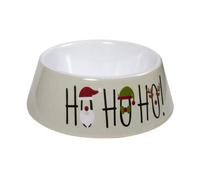 Ho Ho Ho Dog Cat Feeding Bowl, Christmas Festive Holiday Pet Food & Water Plastic Bowl | Dishwasher Safe, Non Slip | 16x12.5x5cm