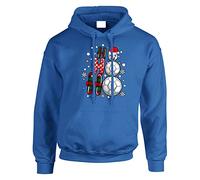 Ho Ho Ho Football Christmas Mens Hoody Xmas Boys Pullover Party Jumper Funny Santa Soccer Novelty Unisex Gift Girls Kids Hoodie Top Printed Design Royal Blue - X-Large