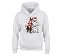 Ho Ho Ho Football Christmas Mens Hoody Xmas Boys Pullover Party Jumper Funny Santa Soccer Novelty Unisex Gift Girls Kids Hoodie Top Printed Design White - Youth Large (Age 9-11)