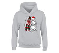 Ho Ho Ho Football Christmas Mens Hoody Xmas Boys Pullover Party Jumper Funny Santa Soccer Novelty Unisex Gift Girls Kids Hoodie Top Printed Design Sport Grey - XX-Large