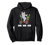 Ho, Ho, Ho, Merry Catmas Bicycle Cat Christmas Pullover Hoodie