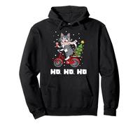 Ho, Ho, Ho, Merry Catmas Bicycle Cat Christmas Pullover Hoodie
