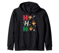 Ho Ho Ho Monkey Animal Christmas Santa Elf Xmas Zip Hoodie