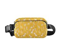 Ho Ho Ho Pattern Funny Christmas Amber Women Men Teens Fashionable Crossbody Bag Waist Packs for Shopping Sports Work, Giraffe Animal Cute Cartoon Yellow, One Size