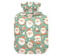 Ho Ho Ho Pattern Funny Christmas Cute Hot Water Bottle with Soft Cover, 1L Water Bottle Bag for Tummy Warmer