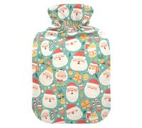 Ho Ho Ho Pattern Funny Christmas Hot Bottle Water Bag with Soft Cover, 1L Water Bottle Bag for Sore Muscle