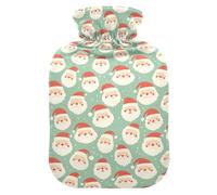 Ho Ho Ho Pattern Funny Christmas Hot Water Bottles with Soft Cover, 1L Water Bags for Pain Relief