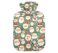 Ho Ho Ho Pattern Funny Christmas Travel Hot Water Bottle with Soft Cover, 1L Hotwater Bag for Pain Relief
