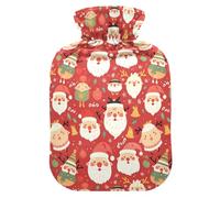 Ho Ho Ho Pattern Funny Christmas Water Bottle for Hot Water with Soft Cover, 1L Warm Compress for Neck and Shoulder Pain Relief