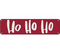 Ho Ho Ho Rosy Red Christmas Sign Aluminum Metal Plaque Rustic Tin Sign Retro Wall Decor 4x16 Inch