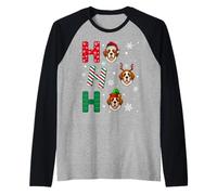 Ho Ho Ho Saint Bernard Dog Matching Christmas Santa Elf Xmas Raglan Baseball Tee
