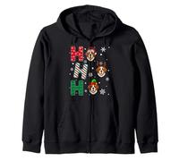 Ho Ho Ho Saint Bernard Dog Matching Christmas Santa Elf Xmas Zip Hoodie