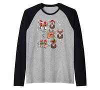 Ho Ho Ho Santa Reindeer Hat Elf Pangolin Animal Christmas Raglan Baseball Tee