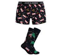 Ho Ho Ho Trunks & 2 Pack Socks Gift Box Black/Black XXL