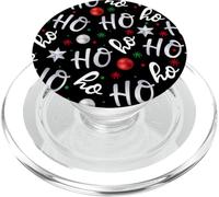 Ho ho ho words Christmas Pattern on black background PopSockets PopGrip for MagSafe