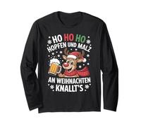 Ho Ho HOL mir mal EIN Bier Rentier Spruch Lustig Weihnachts Long Sleeve T-Shirt