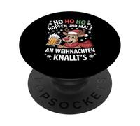 Ho Ho Hol mir mal ein Bier Rentier Spruch Lustig Weihnachts PopSockets Adhesive PopGrip